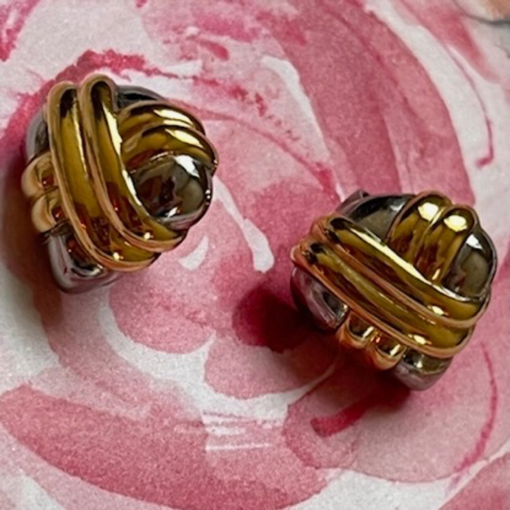 VINTAGE LADY REMINGTON Earrings Heart Two-Tone